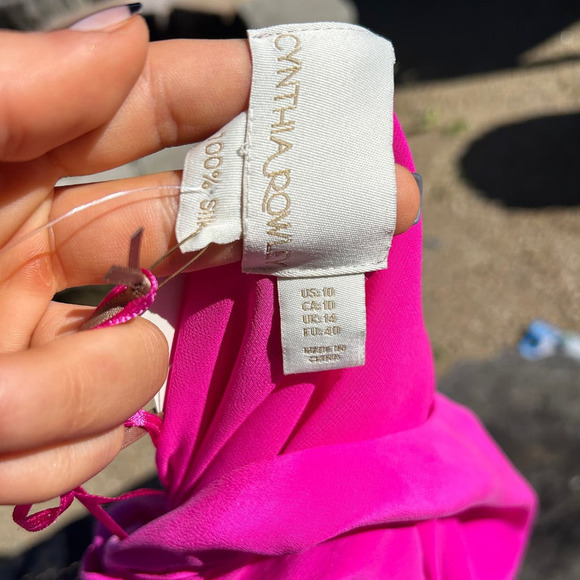 NWT Cynthia‎ Rowley Hot Pink Silk Shift Short Dress with T Back sz 10 - Picture 5 of 7